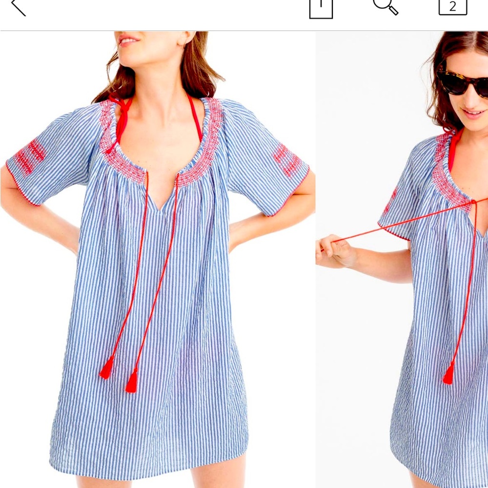 J. Crew Embroidered Tie front tunic. Size S. Fits like a med/ large